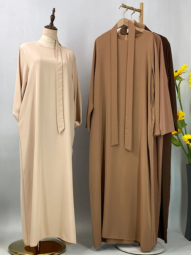 Hot Selle Muslim Woman Abaya With Pockets Islamic Casual And Simple Long Dresses Moroccan Caftan Woman Dubai Abaya Ramadan Black - Image 5