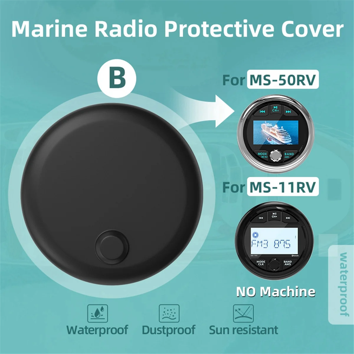 For Marine Radio Cover MP3 MP5 FM Boat Radio Soft Silicone Protector Waterproof Suit for UTV ATV SPA RZR A