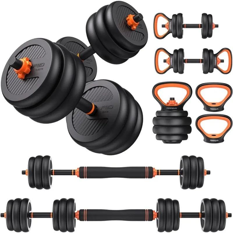 

Adjustable Dumbbells, Free Weight Set with Connector, 4 in1 Dumbbells Set Used as Barbell, Kettlebells, Push up Stand