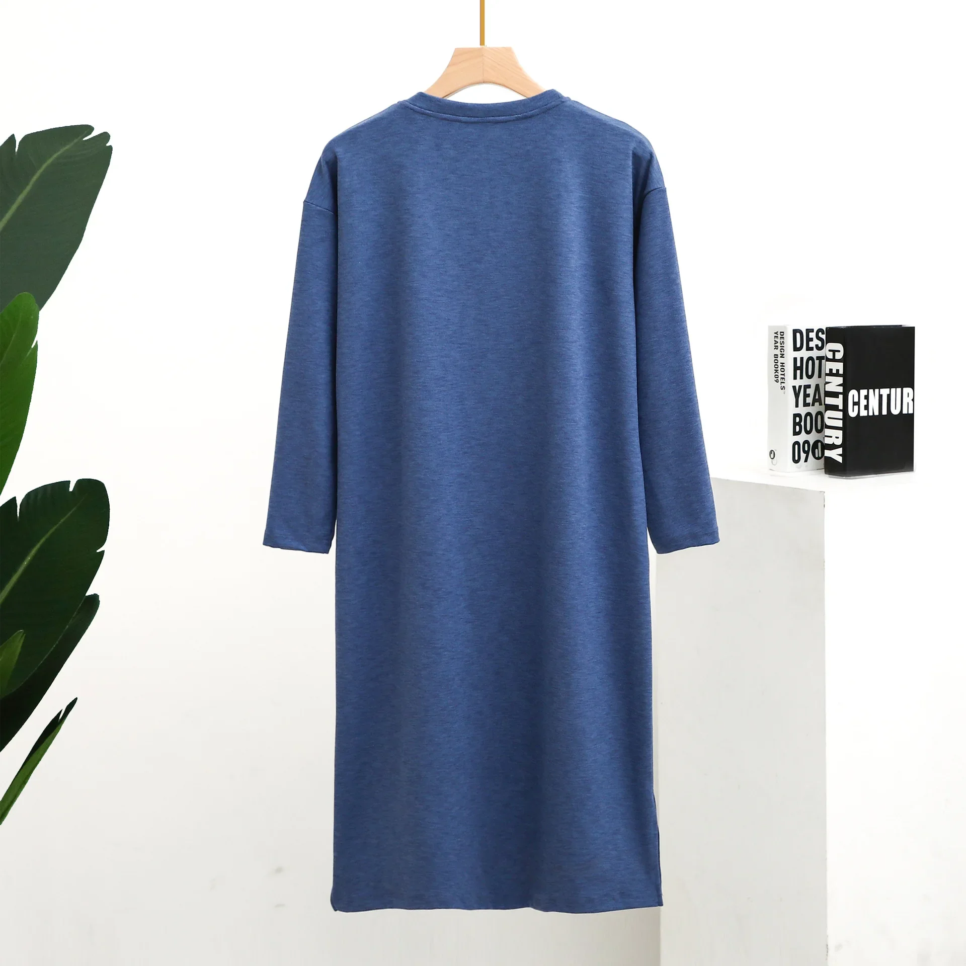 가을, 겨울 두꺼운 일반 남성 긴 소매 플러스 사이즈 원피스 Nightshirt 잠옷 가정 의류 남성 수면 나이트 드레스
