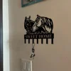 1pc, Wall Two Horse Head Metal Key Hanger, Multi-Purpose Clothes Bag Key Hook, Decorative Living Room Wall Hook, Metal Wall 3
