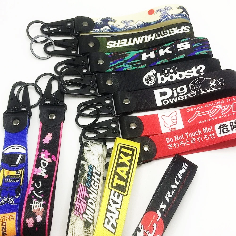 

The New JDM Style Racing Key Chain Car Culture Wrist Keychain Keyring Key Holder Heat Transfer Process Fashion Key Strap For You