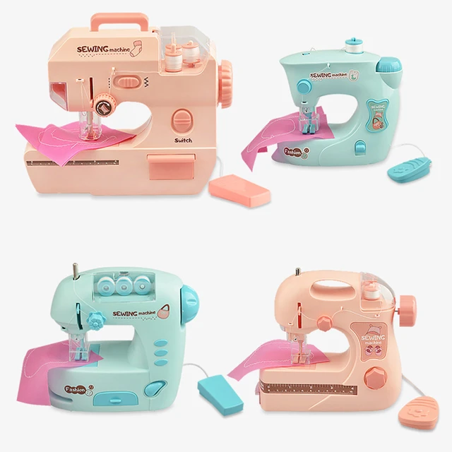 Mini Sewing Machine Toy Portable Hand-held Clothes Sewing Machine DIY Play  House Toy For Children Kids Mini Furniture Toy