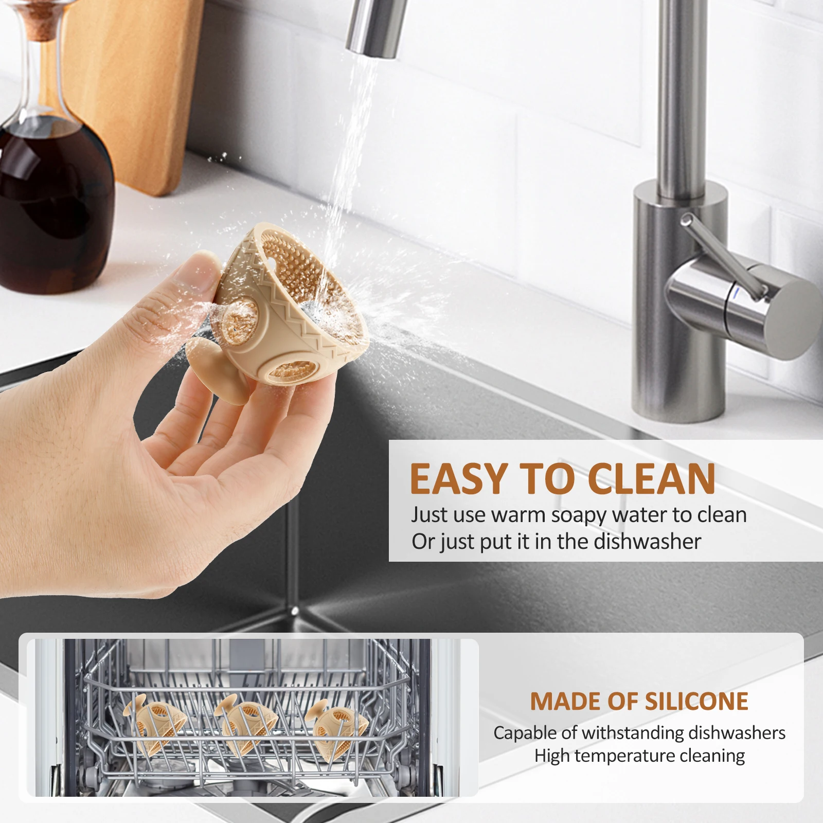 4 Pcs Silicone Egg Brush Cleaner Professional Egg Rotating Washer Scrubber with Suction Cup Portable Kitchen Egg Cleaning Tool