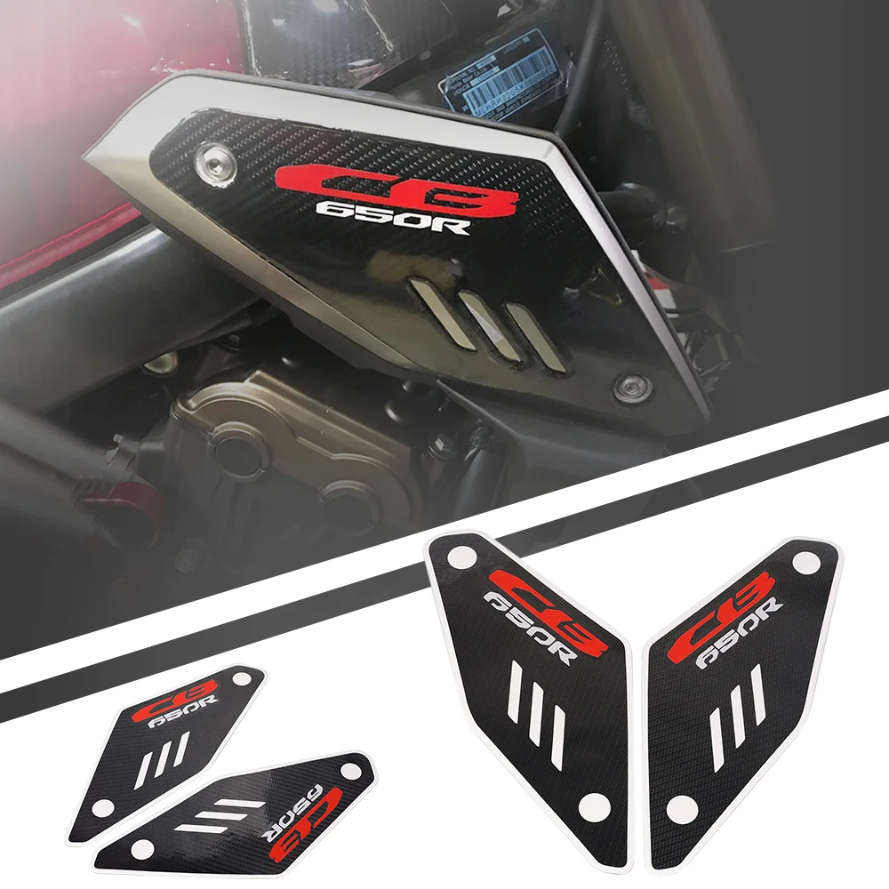 Motorcycles Decoration For HONDA CB650R CB 650R Accessories 3D Printing Carbon Fiber Side Decals Tank Pad Gas Oil Sticker