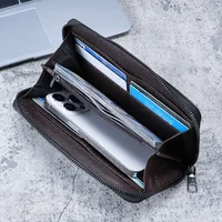 Portefeuille à fermeture éclair longue pour homme, pochette en toile multi-cartes, grande capacité, affaires, nouveau 6
