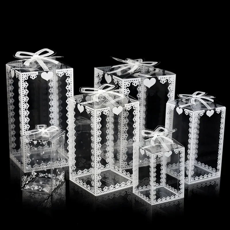 

Custom Clear PVC Box Packaging Wedding Christmas Favor Cake Packaging Chocolate Candy Dragee Apple Gift Event Transparent Box