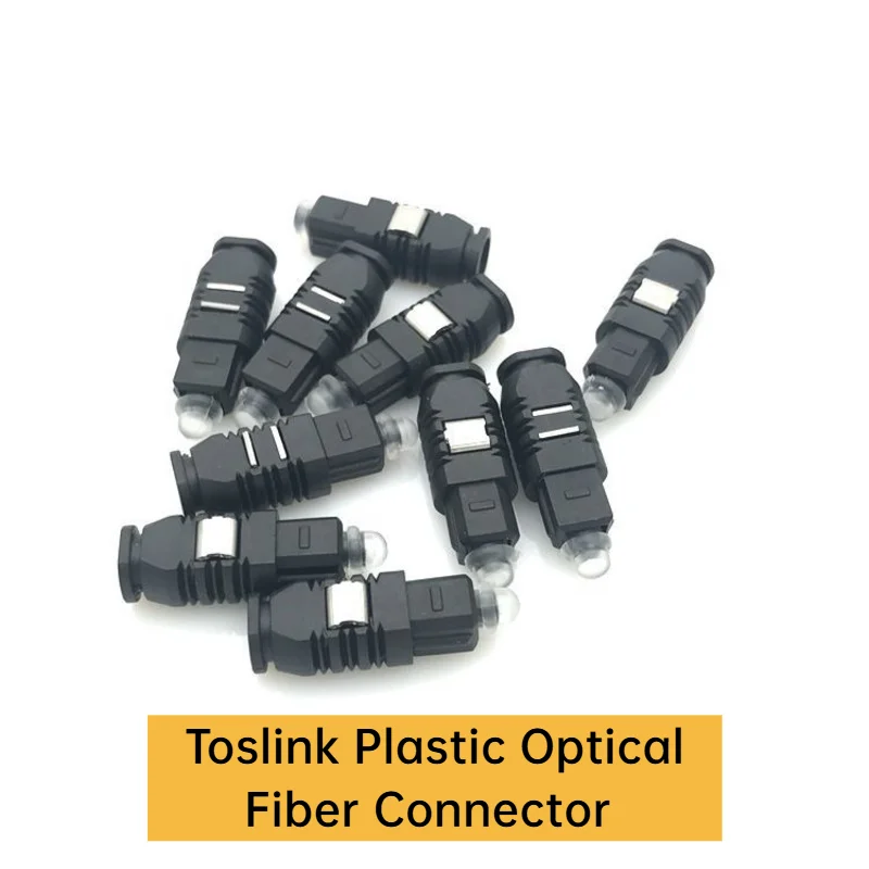 10pcs Toslink Audio Optic Connector Black Double Locking Plastic Fiber Head Plastic Optical Fiber Connector