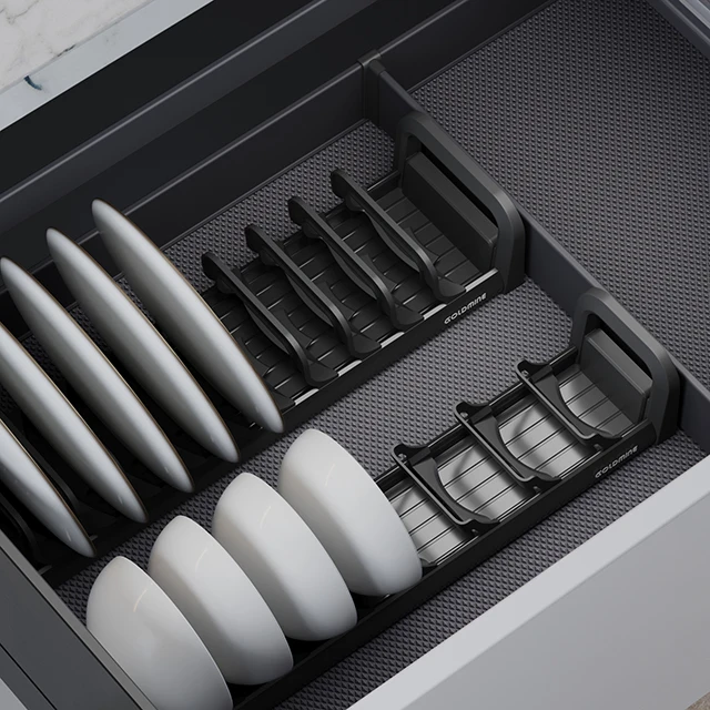 Goldmine New Tableware Drawers High-end Kitchen Cabinet Accessories Pull-out Organization Shelf WPC-750