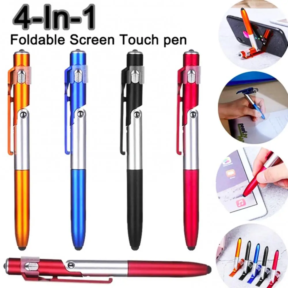 

4-in-1 Folding Ballpoint Pen Screen Stylus Touch Universal Mini Capacitive Pen with LED For Tablet Cellphone
