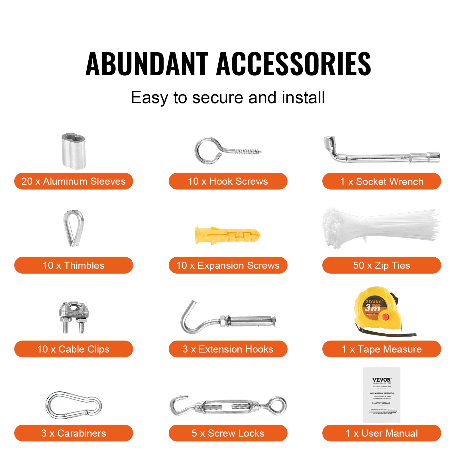 Steel Wire Rope Kit Heavy Duty Garden Cable