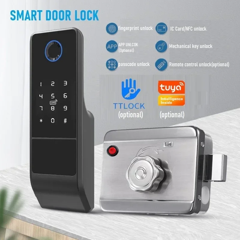 

Tuya/TTlock Smart Door Lock Outdoor Waterproof Gate Lock Fingerprint Password APP IC Card NFC Remote Unlock Electronic Door Lock