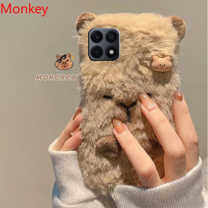 Ins Korean Cute 3D Capybara Soft Case For Huawei Nova 11i 10 9SE 8i 7i 3i 5T P50 P40 P30 P20 Mate 20 Y9S Furry Fluffy Fur Cover 3