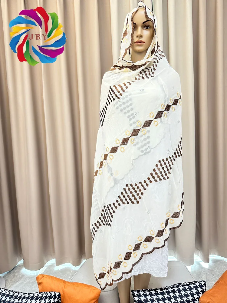ON SALE African Fashion Muslim Scarf Turban Women Medium Size Sequin Embroidery Chiffon Islamic Hijab Embroider Ramadan Dubai
