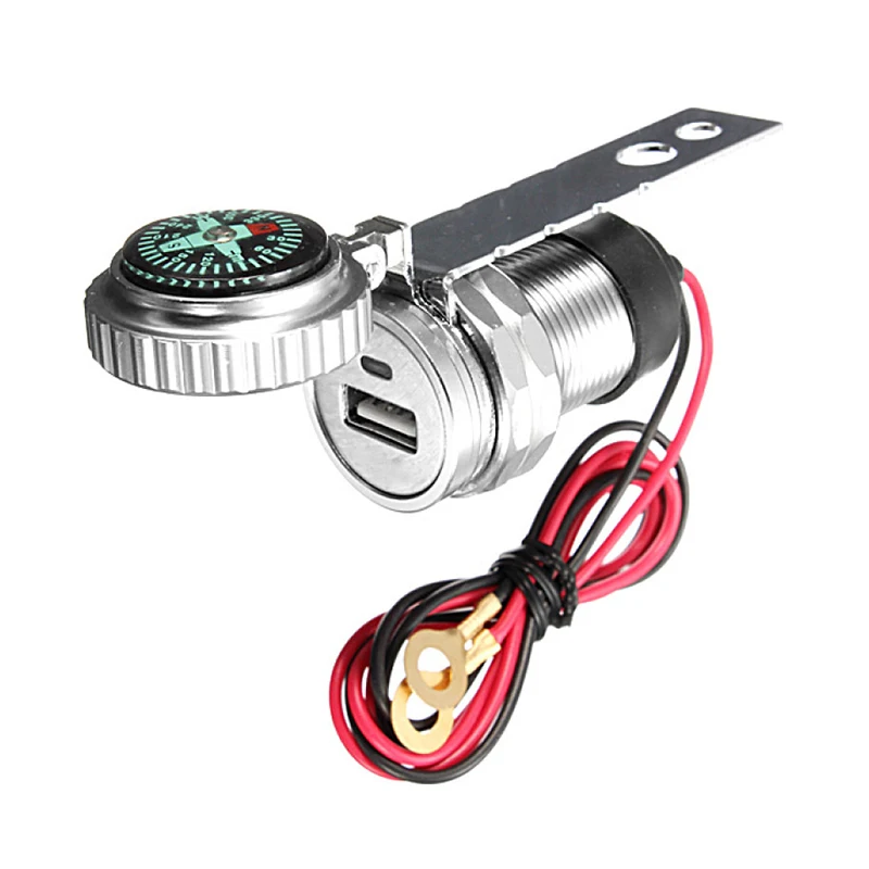 Wow Silver Universal Moto Mp3 Phone Pda Caricatore Adattatore Usb Con Bussola 12V