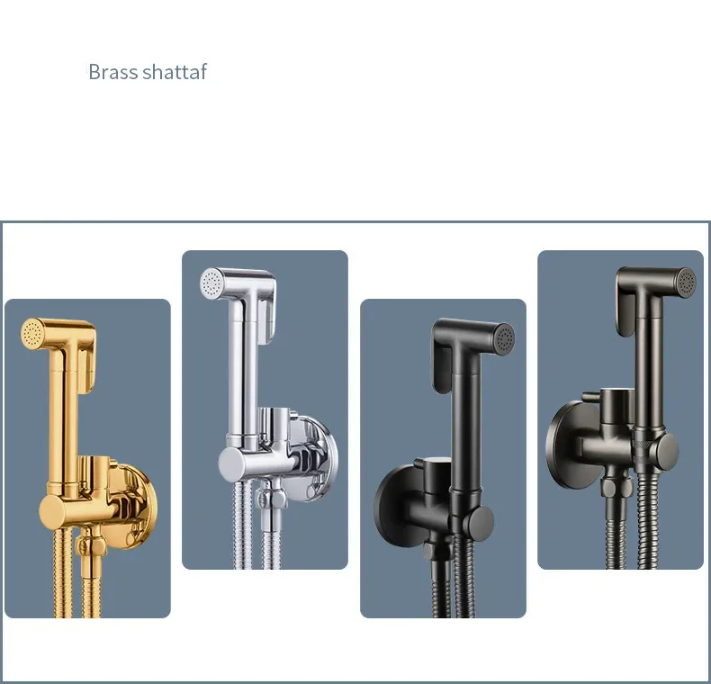 Description Picture 2 of itemWall Mounted Toilet Bidet Sprayer Set Brass Single Cold Shattaf Bathroom Sprayer Shower Bidet High Pressure Gun Chrome Gold