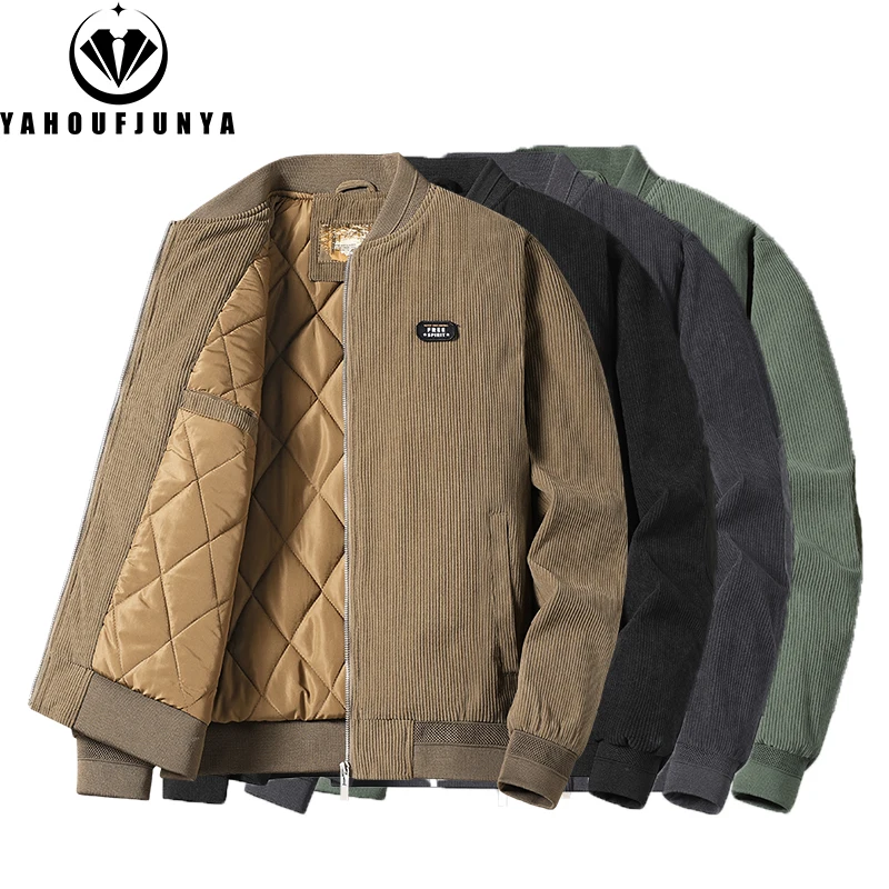

2024 Men Spring Solid Color Stand Collar Casual Warm Jacket Men Autumn Outdoors Windproof Comfortable Fashion Jacket Male Coat