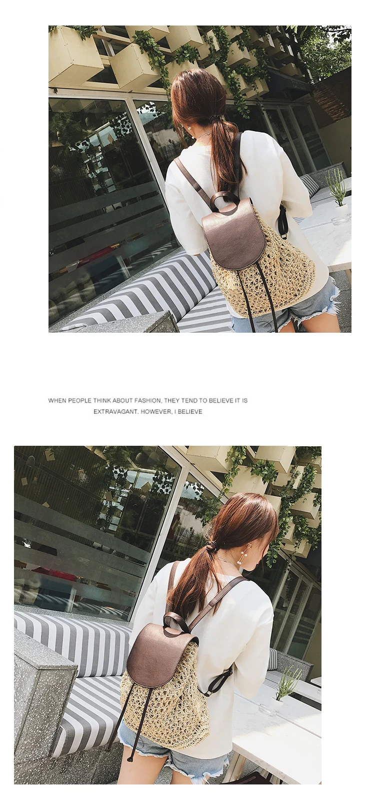 2022 Summer Women Straw Backpack Large Capacity Weave Rattan Wicker Casual Travel Backpack Girls Bohemia Beach Shopper Backpacks