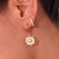 E.B.belle Natural Mother Of Pearl Star Charm Stainless Steel Earrings  18K Gold Plated Rhinestone Shiny Party Girls Accessoreis - Image 5
