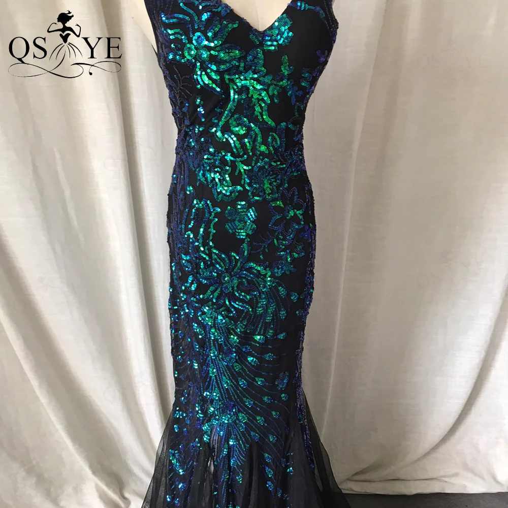 green emerald velvet dress Blue & Green Ombre Sequin Halter Mini Dress