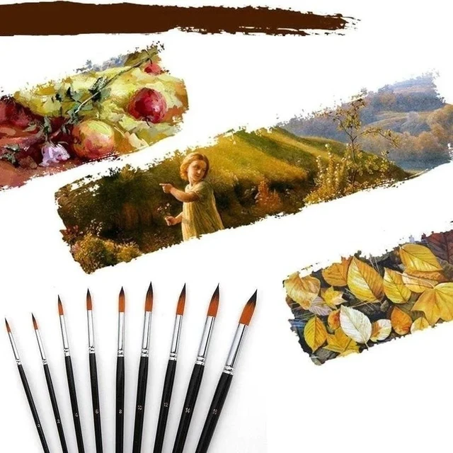 9Pcs Artist Paint Brushes Nylon Filbert Paint Long Handle Painting Brush  Set for Oils, Acrylic, Gouache & Watercolor Painting - AliExpress