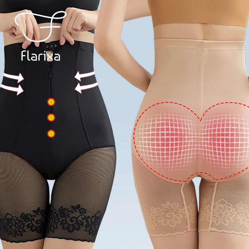 

Flarixa Plus Size Body Shaper Women High Waist Flat Belly Shaping Panties Zipper Tummy Control Underwear Butt Lift Pants Shorts