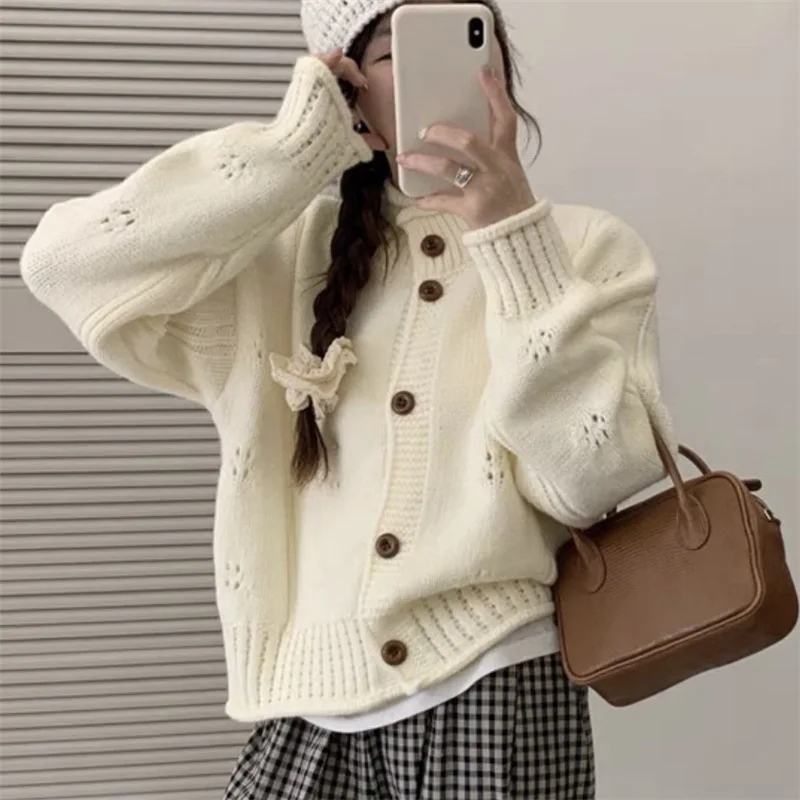 Women Autumn Winter Knitted Sweater Long Sleeve Cardigan