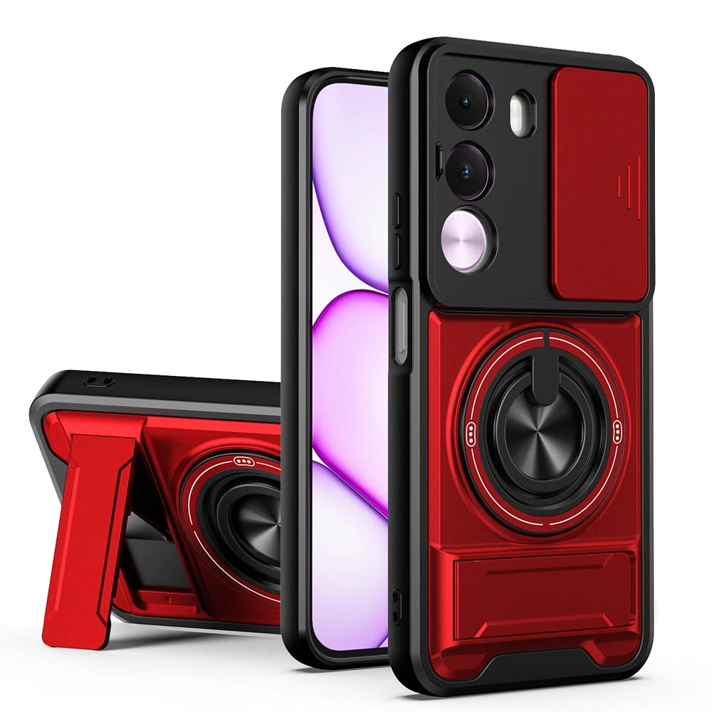 Shockproof Armor Magnetic Ring Holder Case - Enhanced Protection Back Shell