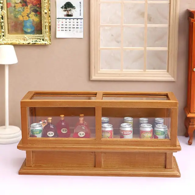 1:12 Simulation Display Cabinet Mini Wooden Furniture Dollhouse For Doll Lovers Collection Dollhouse Decoration Furniture 4