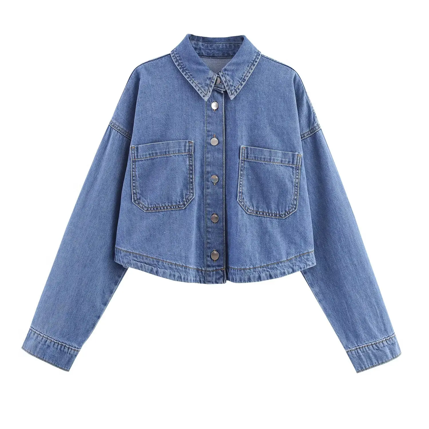 JNLEAOG Women's Autumn New Sle Wide Leg Running Jeans Denim irt Two Piece Set Long Sve Polyester Fiber European Sle