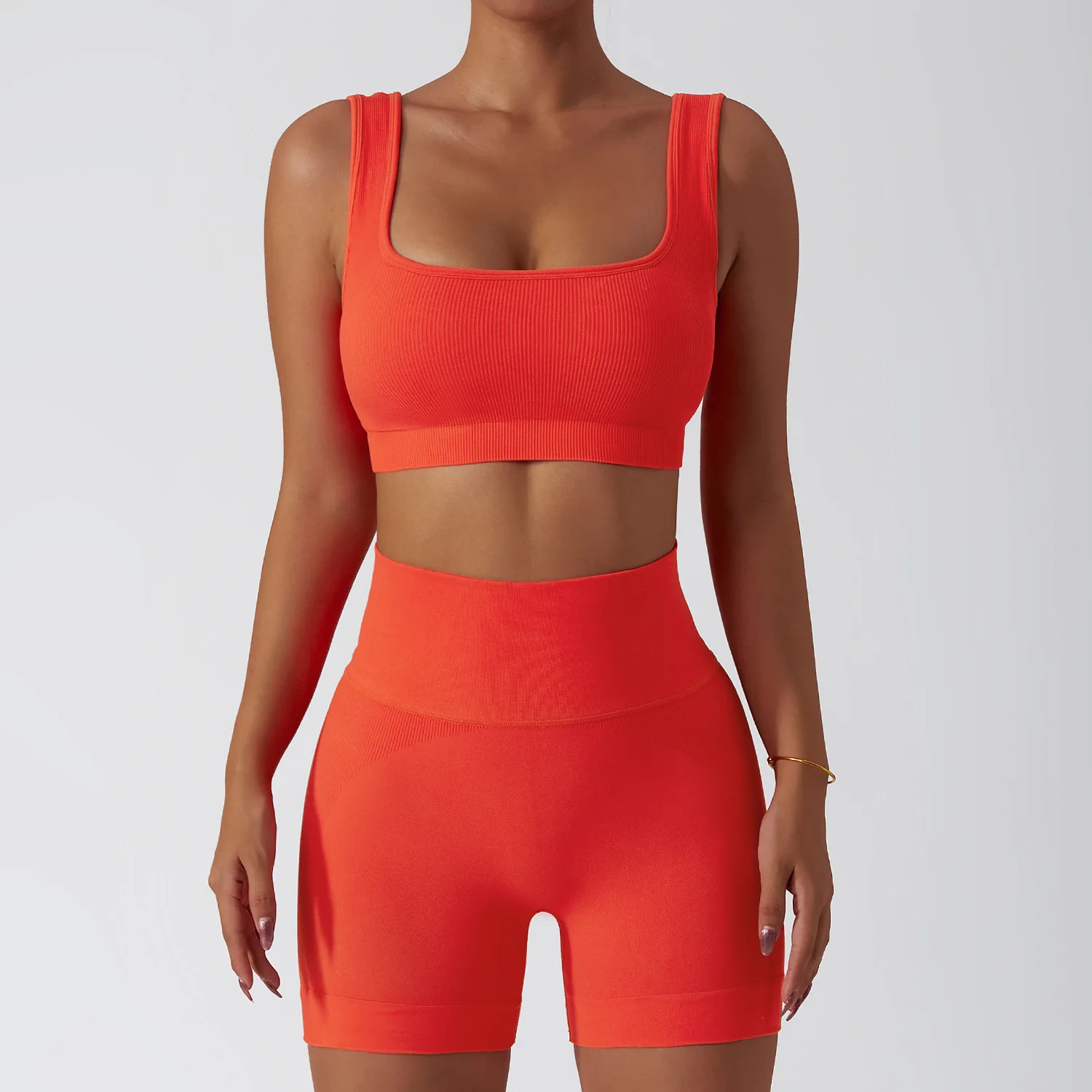 Ensemble d'entraînement sans couture pour femmes 2 pièces tenues de yoga  shorts actifs soutien-gorge de sport sexy 