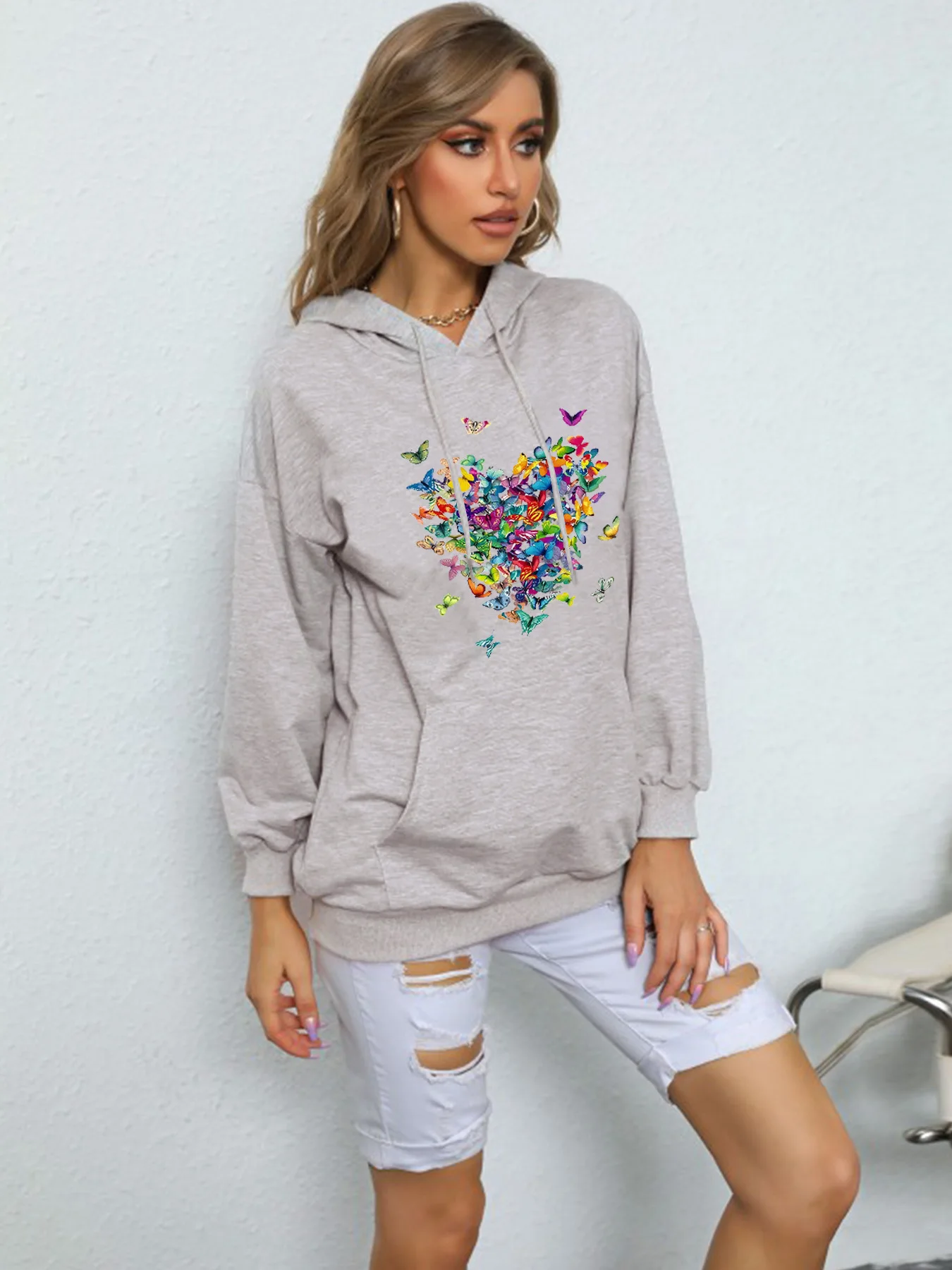 

Basic Versatile Fashion Hooded Sweater Casual Printing Niche Design High-End Fashion Sweater 2023 New Women's Clothing