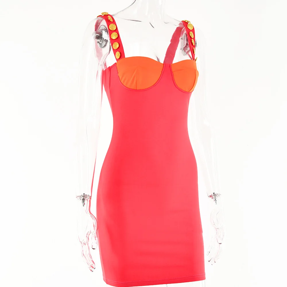 Contraste de Cor de Baixo Corte de Alta Irregular sem Encosto Vestido de Mulher Feminino Fenda Saia Longa Apertado-fitting Cinta no Peito Roupas 2022 Novo Y2k 36 de alta fenda y2k saia longa irregular