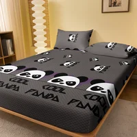 1 Cartoon Cute animal panda printed matte Fitted Sheet, bedroom printed bed cover, bedding (excluding pillowcases) 1
