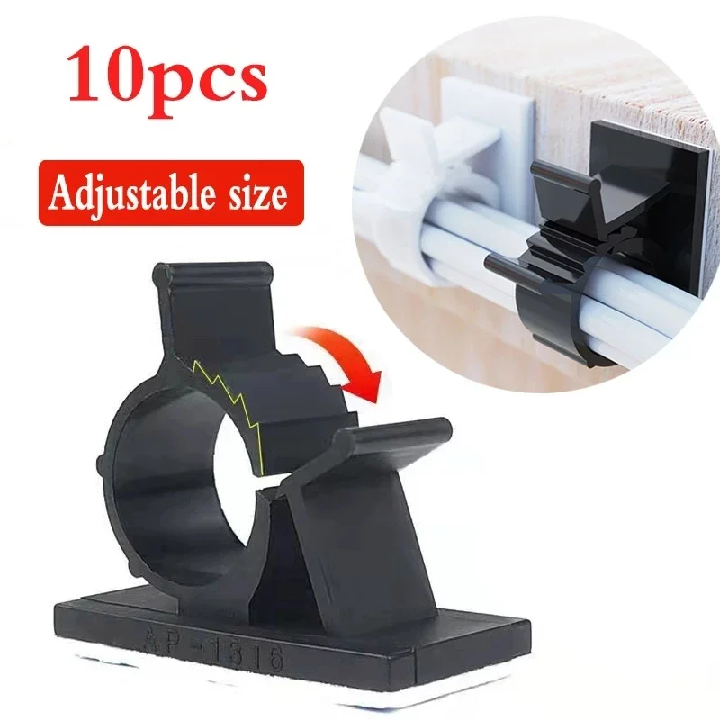 Organizador de cabos ajustável, clipes de cabo autoadesivos, gerenciamento de cabos de mesa, suporte de cabo para carro, pc, tv, carregamento, enrolador de fio