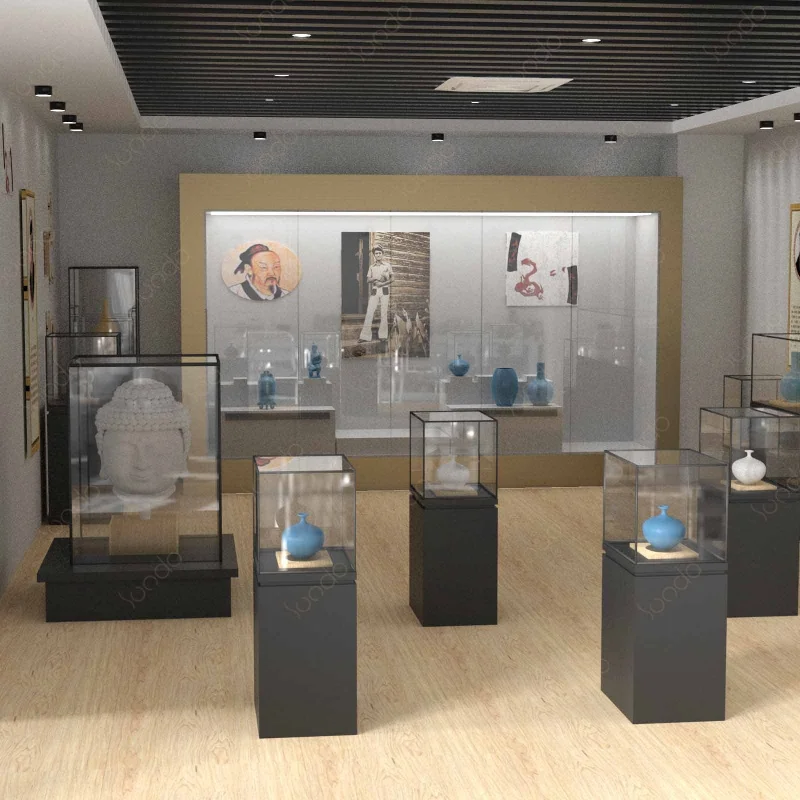 

Custom, luxury jewelry showcase Wall Museum showroom display cabinet Crystal Crafts natural stone display cabinet