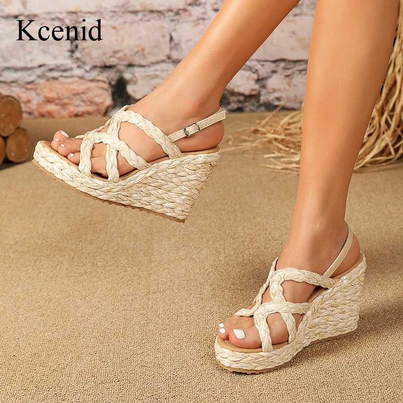 

Kcenid Fashion Ankle Strap Wedge Pumps Summer Platform Shoes High Heels Sandals For Women Gladiator Party Casual Elegant Pumps