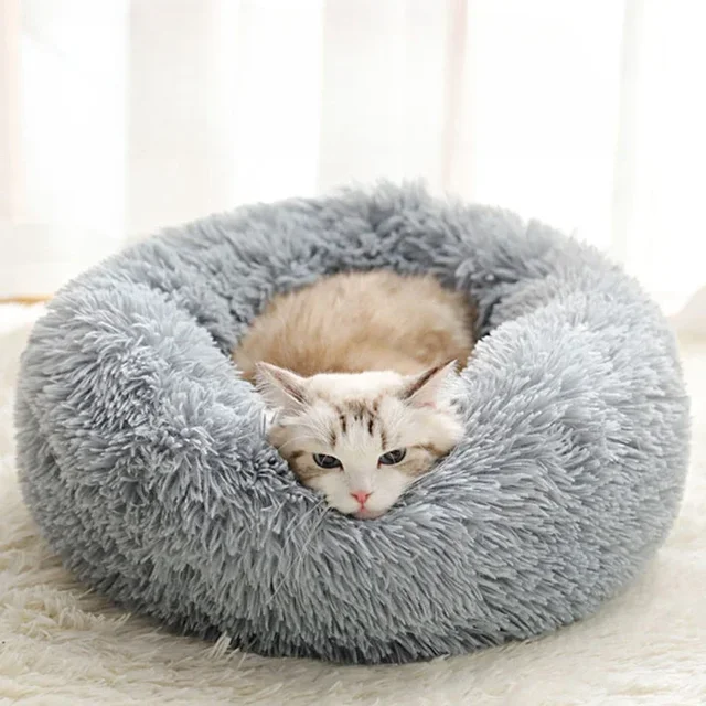 Home Plush Pet Nest Winter Cat Nest Dog Nest Warm Detachable and Washable Round Cat Nest Pet Bed Seasonal Universal Decoration 2