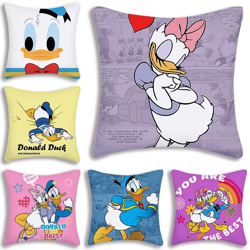 Pillow Covers Cartoon Sofa Decorative Double-sided Printing Short Plush Cute Disneys Donald Duck Cushion Cover