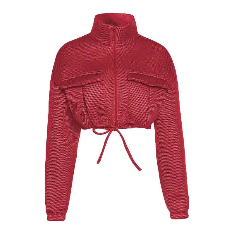 Casual Long-sleeved Jacket Women Street Style Autumn 2022 Women's Clothing New Sexy Cropped Stand-up Collar Loose Short Jacket