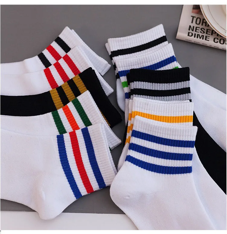 Fashion Leisure Man Cotton Socks Spring Summer Breathable Stripe Short Socks Unisex best socks for women