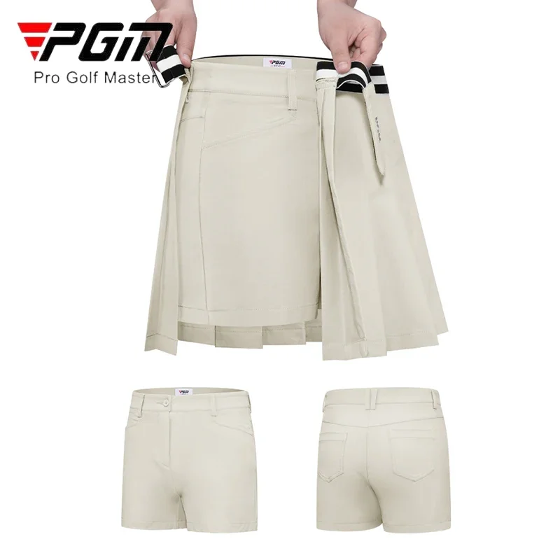 PGM Women Golf Short Skirt Ladies Breathable Pleated Pantskirts Girl Detachable Sport Short Skirts Elastic Waistband Golf Skort