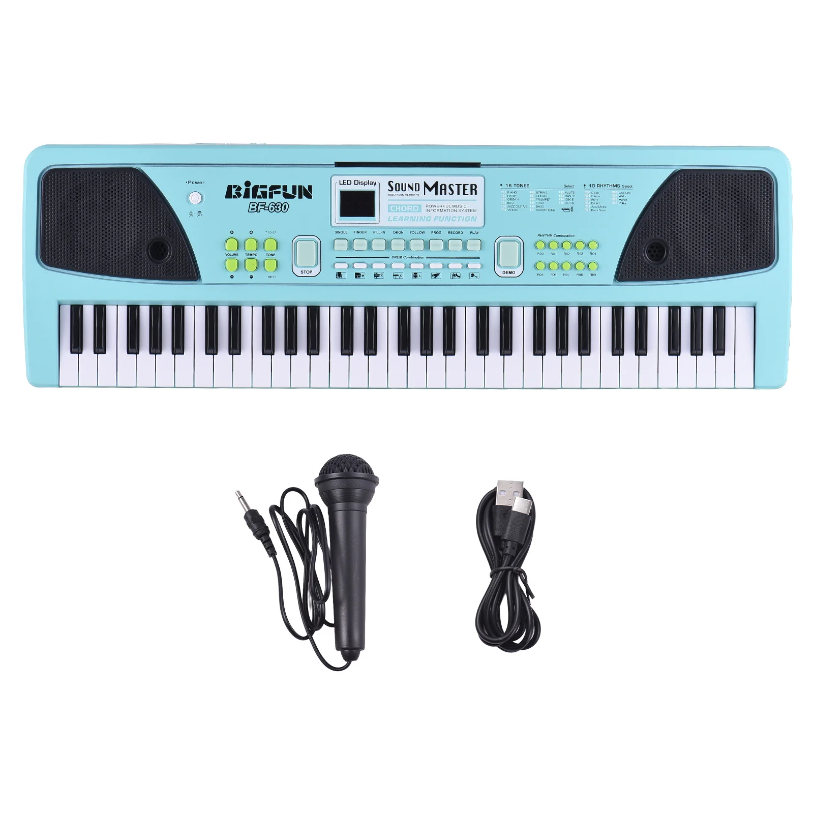 61 Key Keyboards Piano Portable Electronic Keyboard Piano 16 Tones 10 Rhythms 8Percussion 6Demos Dual Speaker Musical Instrument