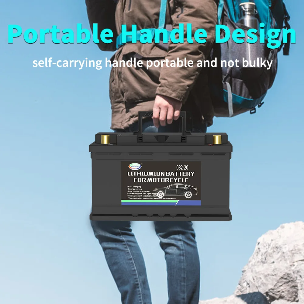 Car Battery 12V 82Ah CCA1600 LiFePO4 Lithium Maintenance Free Automotive Replacement