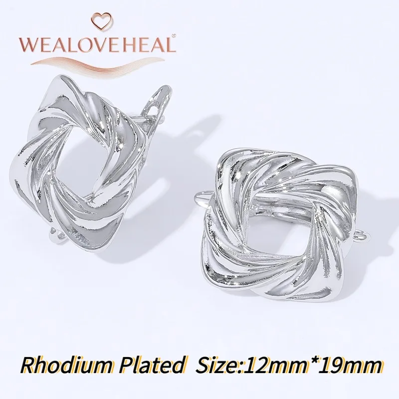 18K vergoldete/rhodinierte Messing-Metall-Rechteck-Ohrringhaken für die Herstellung von Ohrringen, handgefertigtes DIY-Ohrring-Zubehör – Detail 24