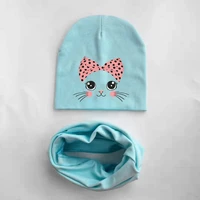 1 Set spring Autumn cartoon animal kitty kitten cat Baby Hat Girl Boy Beanie Cap Children Hat Toddler Kids Hat Scarf Collars 6