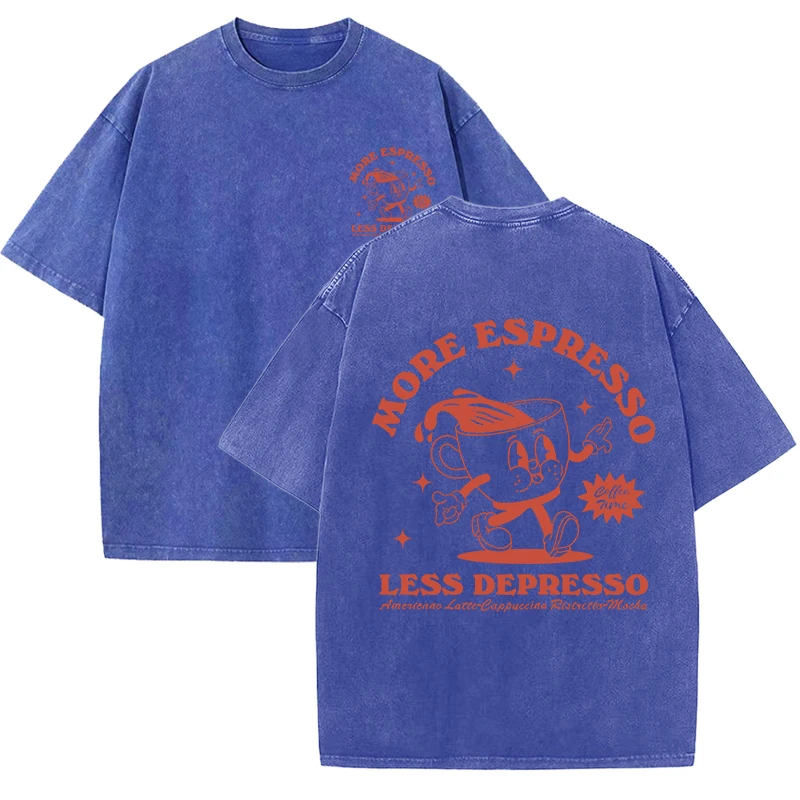 Espresso-Inspired Graphic Women's Tee - Cotton Blend, Washed Style, Breathable & Versatile Top