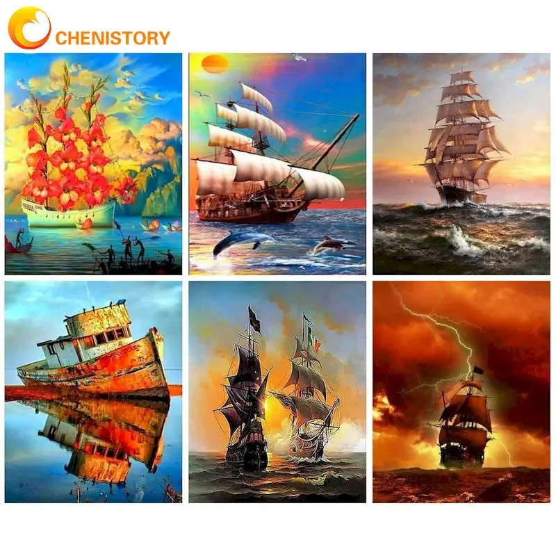 CHENISTORY 40x50cm Painting By Numbers Handmade Acrylic Paint Kit  Lighthouse Home Decors For Adults Coloring By Number On Canvas - AliExpress