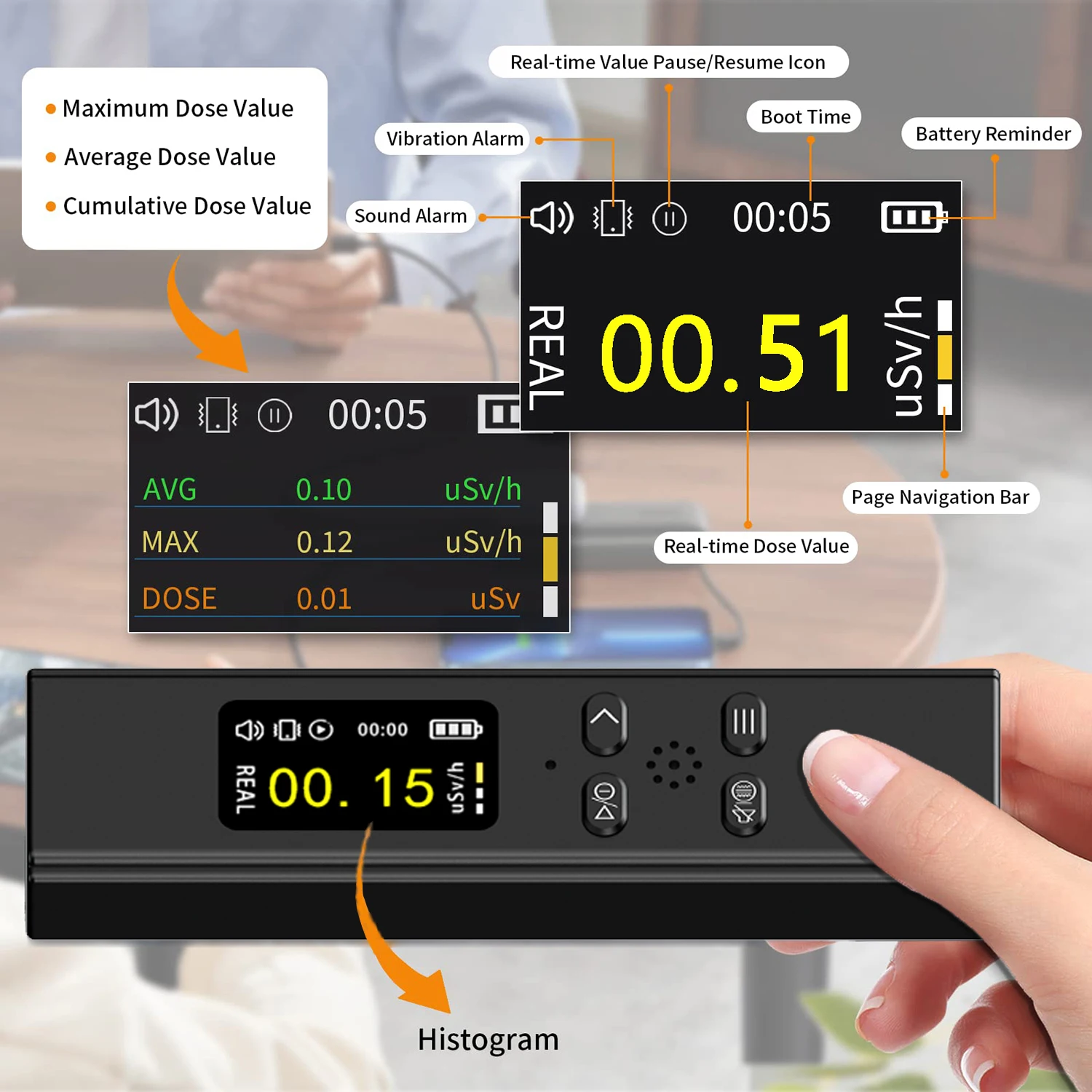 Geiger Counter Nuclear Radiation Detector High Accuracy Beta Gamma X-Ray Radiation Monitor