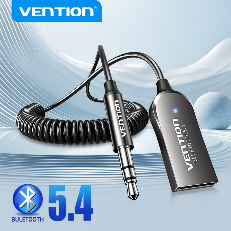Vention Bluetooth 5.4 Aux Adapter Wireless Car Bluetooth Receiver USB to 3.5mm Jack Audio Music Mic Handsfree for Car Speaker